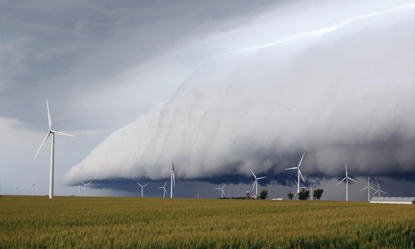 wind turbines in storm